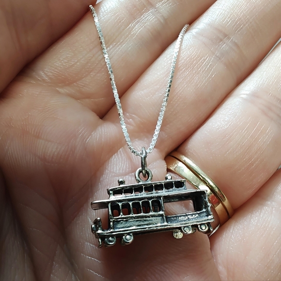 Vintage BEAU Sterling San Francisco Cable Car NECKLACE 22" - Picture 5 of 12